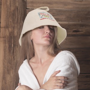 Premium White Sauna Hat in Wool Felt Wellness Accessory with Logo Option