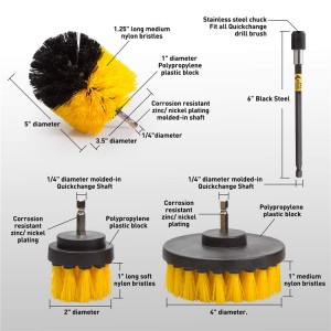 4 Pack Drill Brush Power Scrubber Cleaning Brush Set