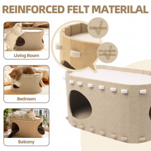 Multi Color Acoustic Panel Cat Bed – Warm Cozy Felt Cat Cave, Popular Eco-friendly Pet House for Indoor Cats