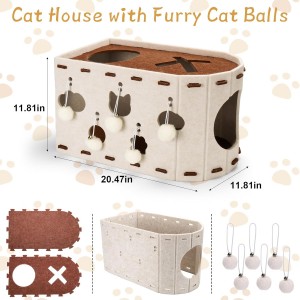 Cute Popular Acoustic Panel Cat Bed – Felt Cat Cave, Warm Durable New Design Pet House for Cats & Puppies