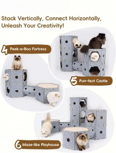 Customized Acoustic Felt Panel Cat Bed – Popular Warm Cat Cave, Cozy Pet House for Indoor Cats Multi Color Pet Supplies