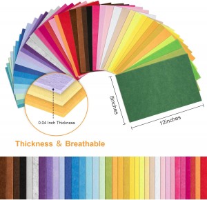 50 Pcs Assorted Color Felt Fabric Sheets 8″ x 12″ Soft Felt Fabric Sheet for Crafts DIY Sewing Squares Nonwoven Patchwork (50 Colors)