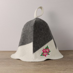 Sauna Hat Flower 100% Wool Felt Embroidered Head Protection from Heat