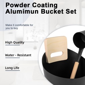 Sauna Accessories Powder Coating Aluminum Bucket Set Bucket and Ladles with Bamboo