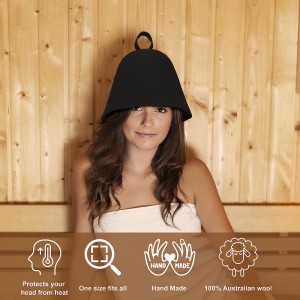 Wholesale Custom Logo Japan Banya Wool Felt Sauna Sweat Sauna Hat with Hanging Hoop Custom Logo