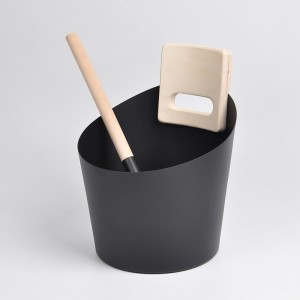 Wholesale Sauna Accessories OEM Style 5L Aluminium Black Sauna Bamboo Handle Bucket