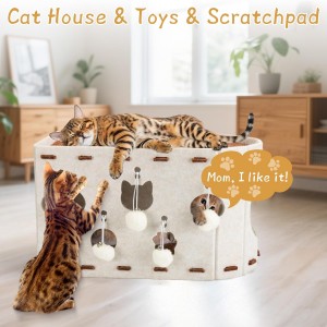 Cute Popular Acoustic Panel Cat Bed – Felt Cat Cave, Warm Durable New Design Pet House for Cats & Puppies