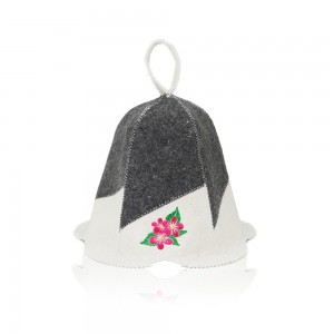Sauna Hat Flower 100% Wool Felt Embroidered Head Protection from Heat