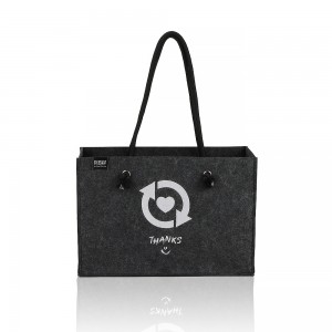 Customized Logo Felt Tote Bag Large Capacity Recycled Material Fashion Felt Shopping Bag with Handles
