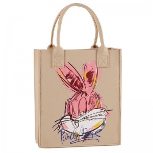 Cute Rabbit Pattern Handbag Felt Shopping Bag Fashionable Felt Handbag with Different Color