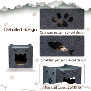 Multi Color Acoustic Felt Cat Bed – Acoustic Panel Cat Cave, Warm Cozy Popular Pet House for Indoor Cats