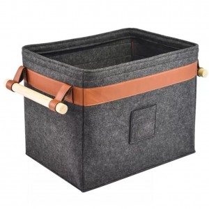 firewood Nursery Shoes Toys Laundry Organization Large Felt Storage Basket with wood handles