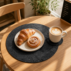 Round shape felt placemat for plate