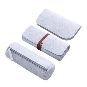PU Leather Strap Eco-friendly Felt Bag Pencil Case Bags School Pencil Bag