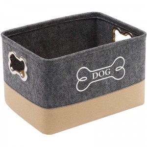 Felt Puppy Baskets Dog Toy Box Large with Designed Metal Handle pet Organizer Perfect for organizing pet Toys