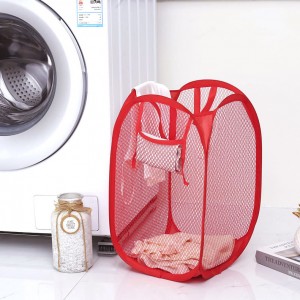 Folding mesh dirty clothes basket