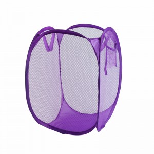 Folding mesh dirty clothes basket