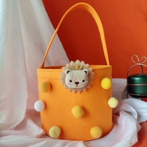 Cute Round Basket Bags Felt Bag Organizer With Handle For Candy Storage Buckets
