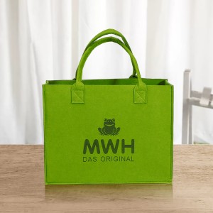 Eco Friendly Women Felt Bag Polyester Felt Shopping Tote Bag with Long Leather Handle