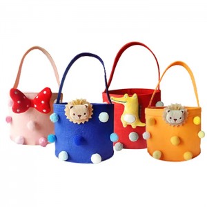 Cute Round Basket Bags Felt Bag Organizer With Handle For Candy Storage Buckets