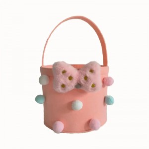 Cute Round Basket Bags Felt Bag Organizer With Handle For Candy Storage Buckets