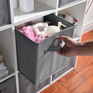 Square textile folding storage basket