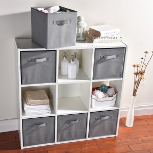 Square textile folding storage basket