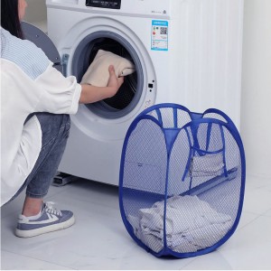 Folding mesh dirty clothes basket