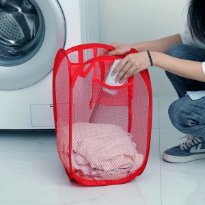 Folding mesh dirty clothes basket